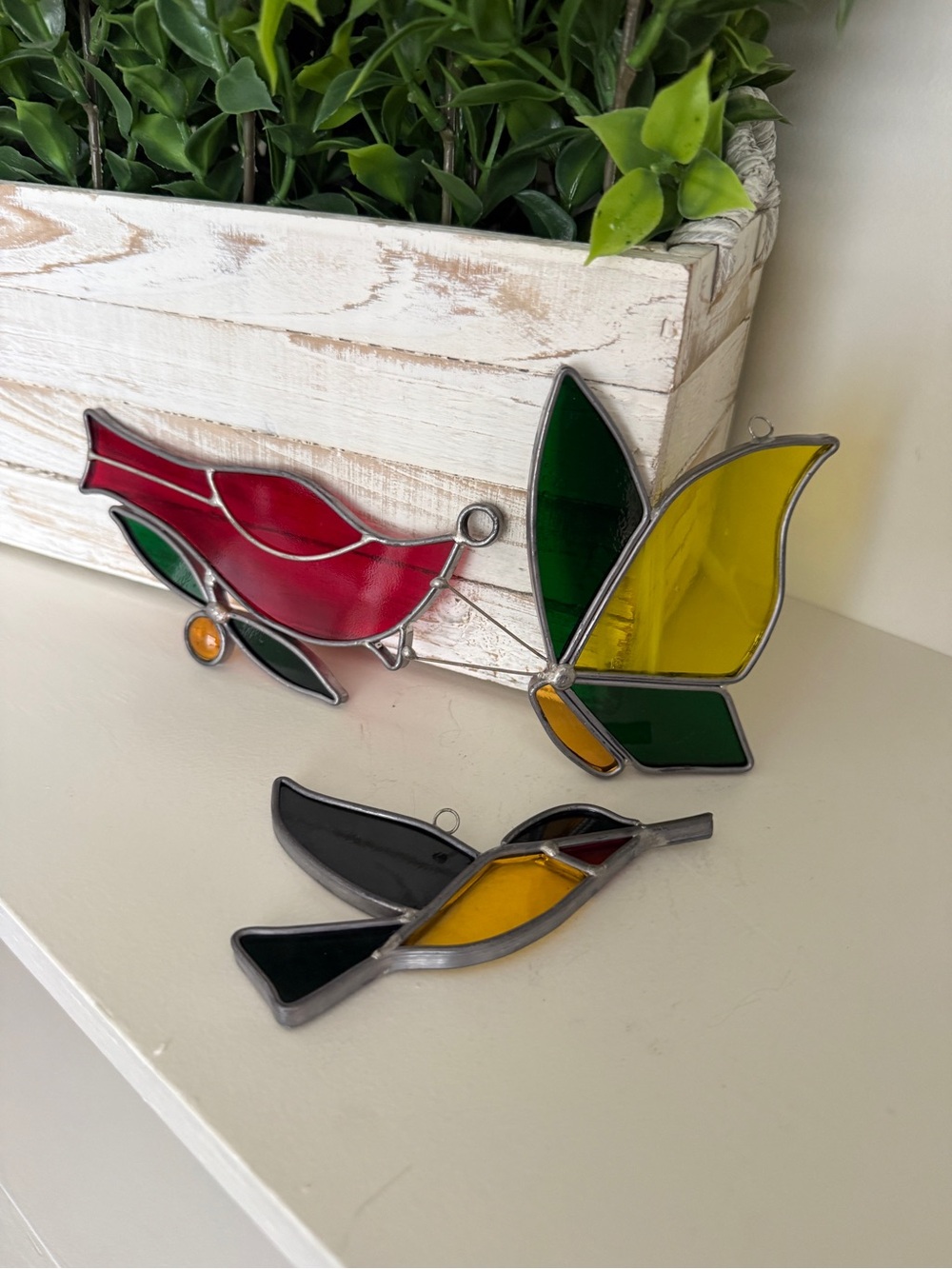 Stained Glass Hummingbird, Red Bird, Butterfly Sun-catchers Hummingbird Ornament